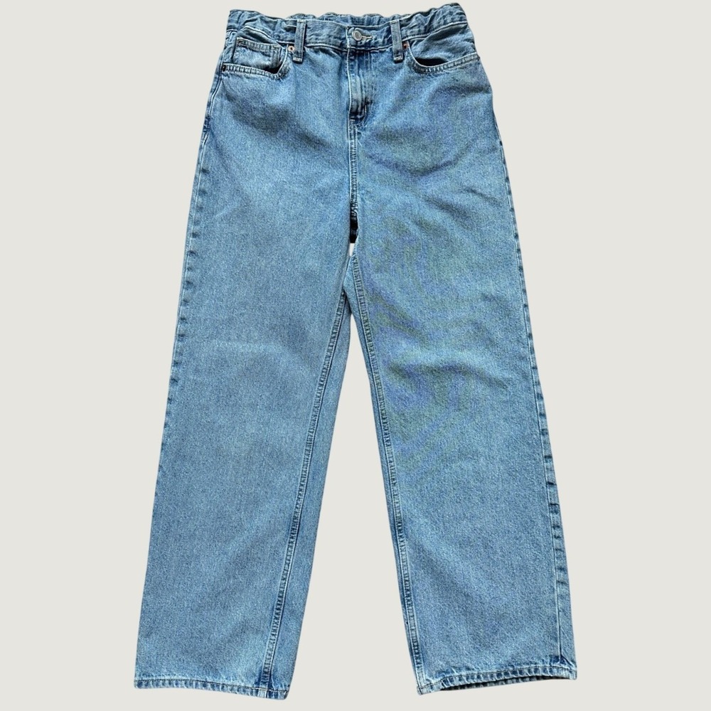 Old Navy Baggy 5 pocket Boys Jeans Size 18 Light Wash Denim Adjustable Waist